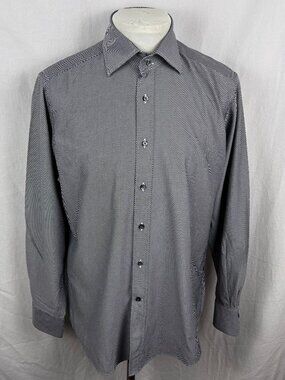 Etro Milano Black White Stripe Dress Shirt 41 Made Italy 100% Cotton Luxury